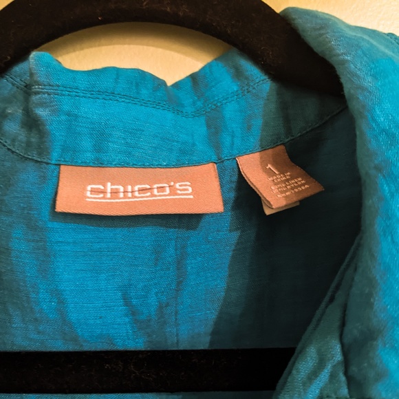 Chicos Aquamarine Linen Jacket Size 1 (Women's 8-10) - Picture 10 of 10